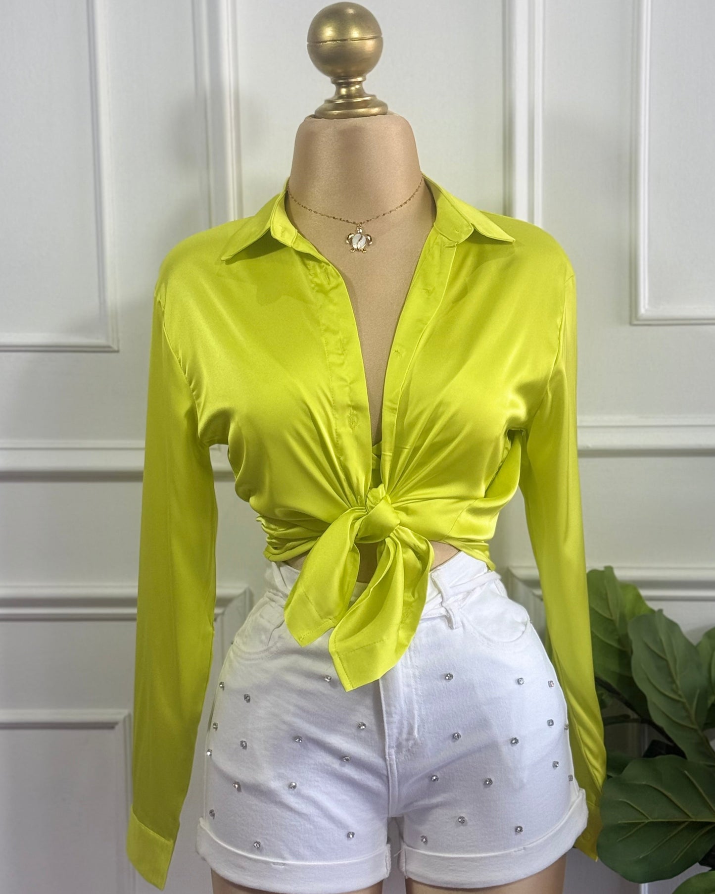 Camisa Con Top Verde Limon