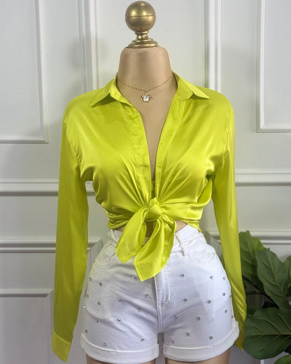 Camisa Con Top Verde Limon