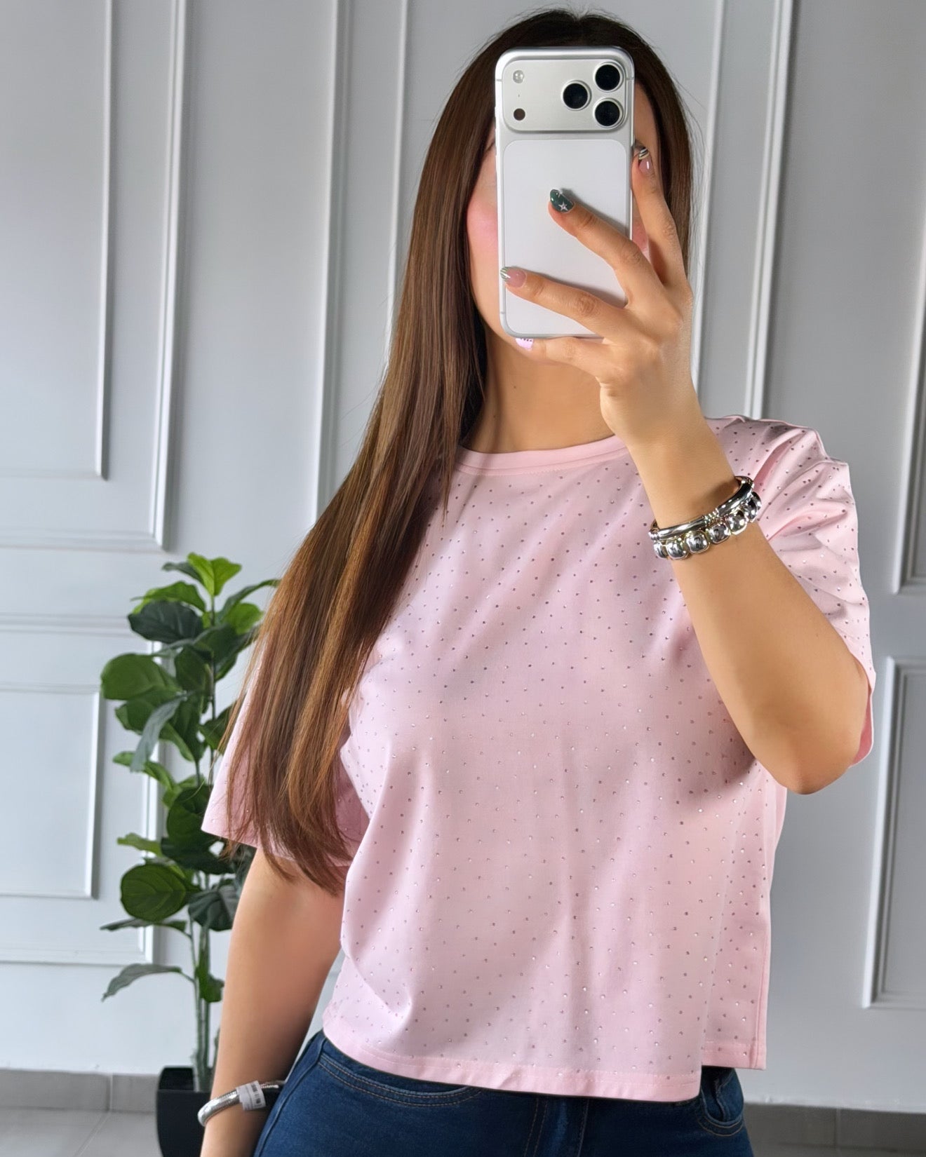 Playera Brillos Rosa
