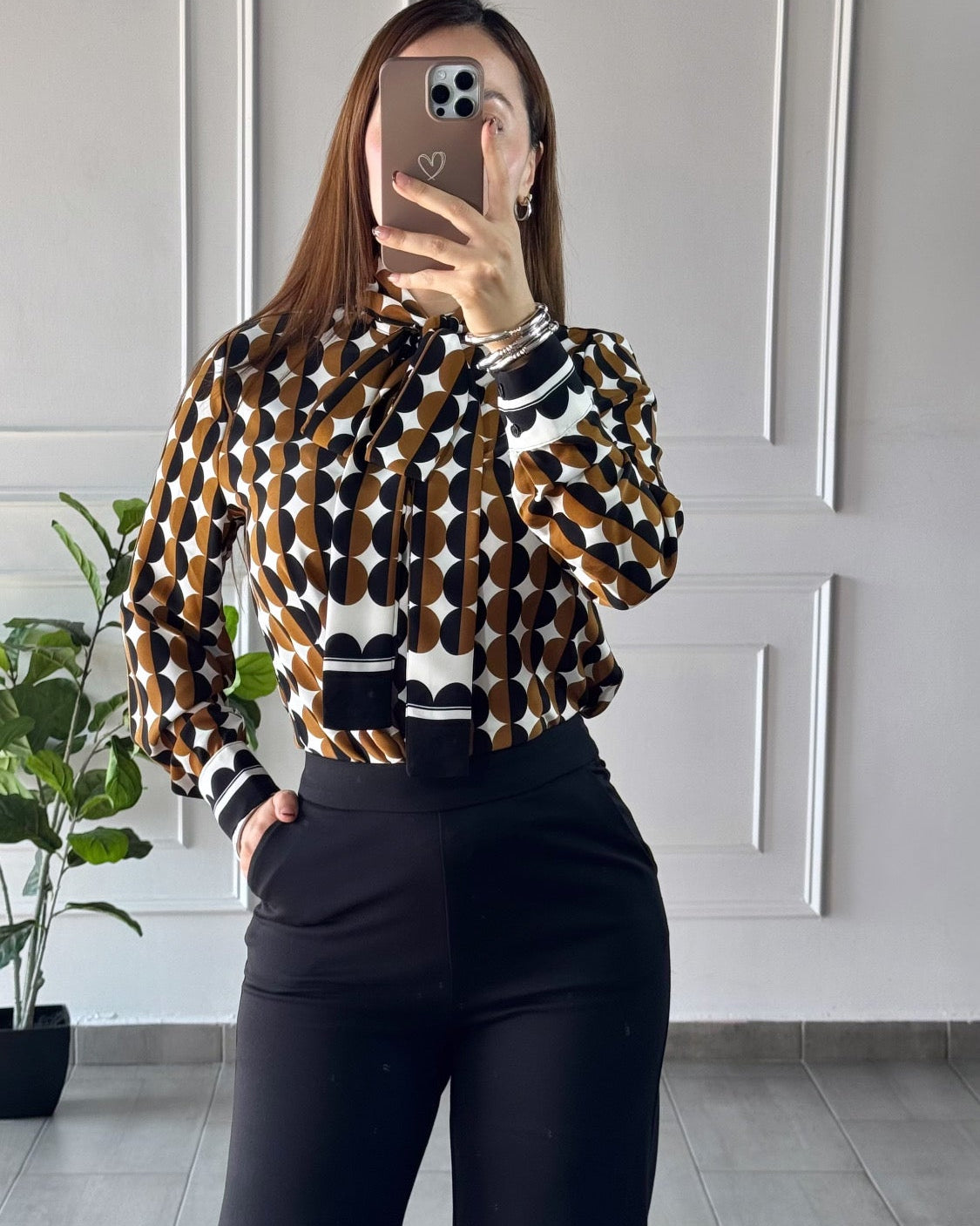 Camisa Lunares Café