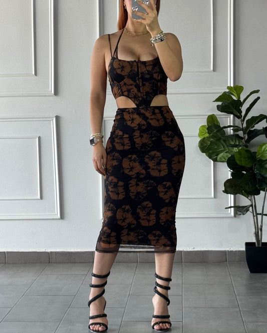 Set Mesh Flores Negro
