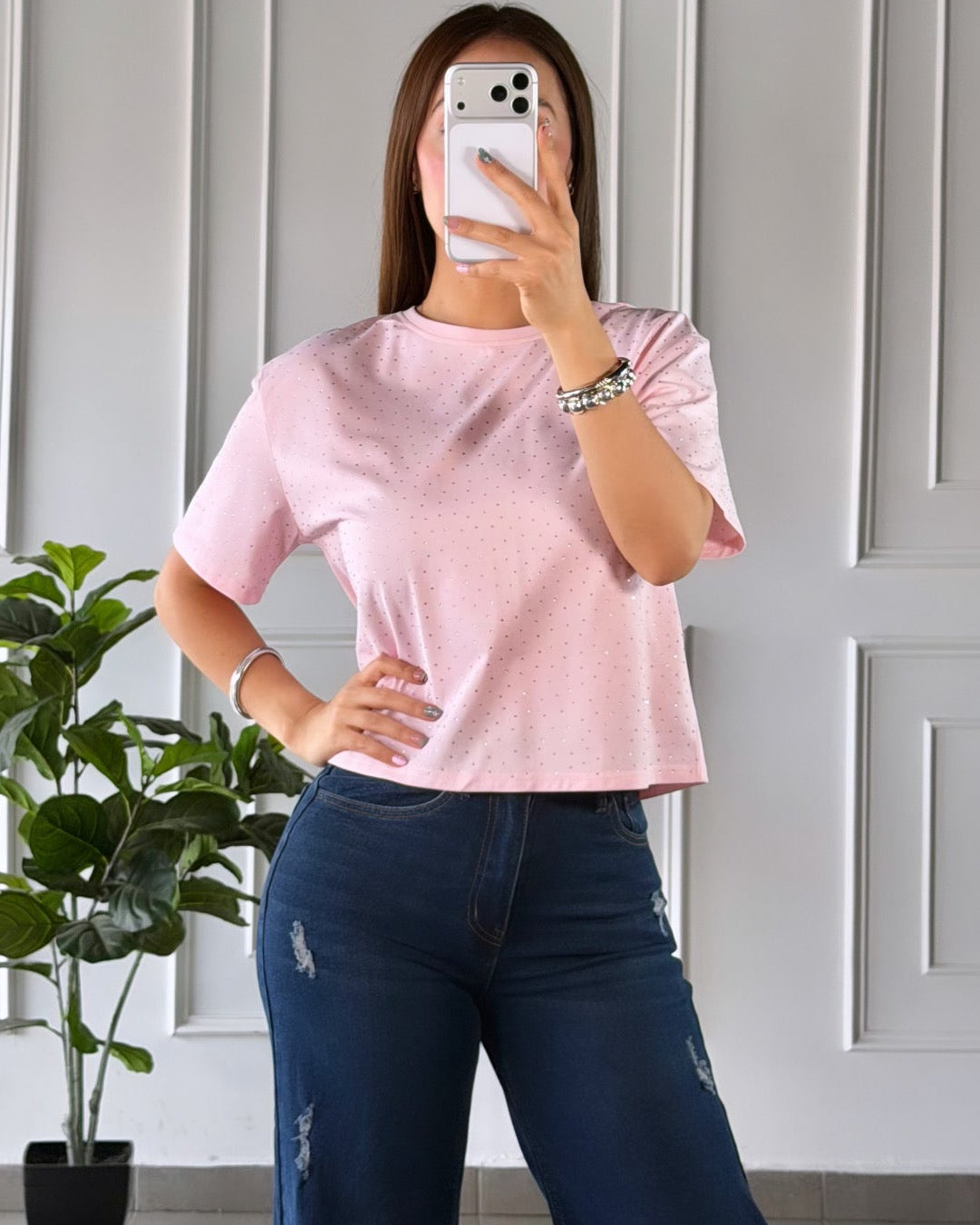 Playera Brillos Rosa