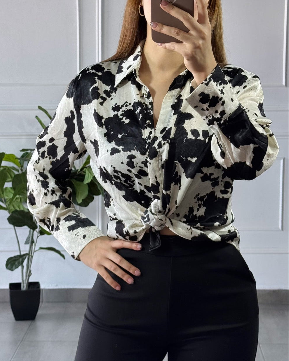 Camisa Cow Print Negra