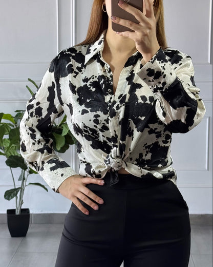 Camisa Cow Print Negra