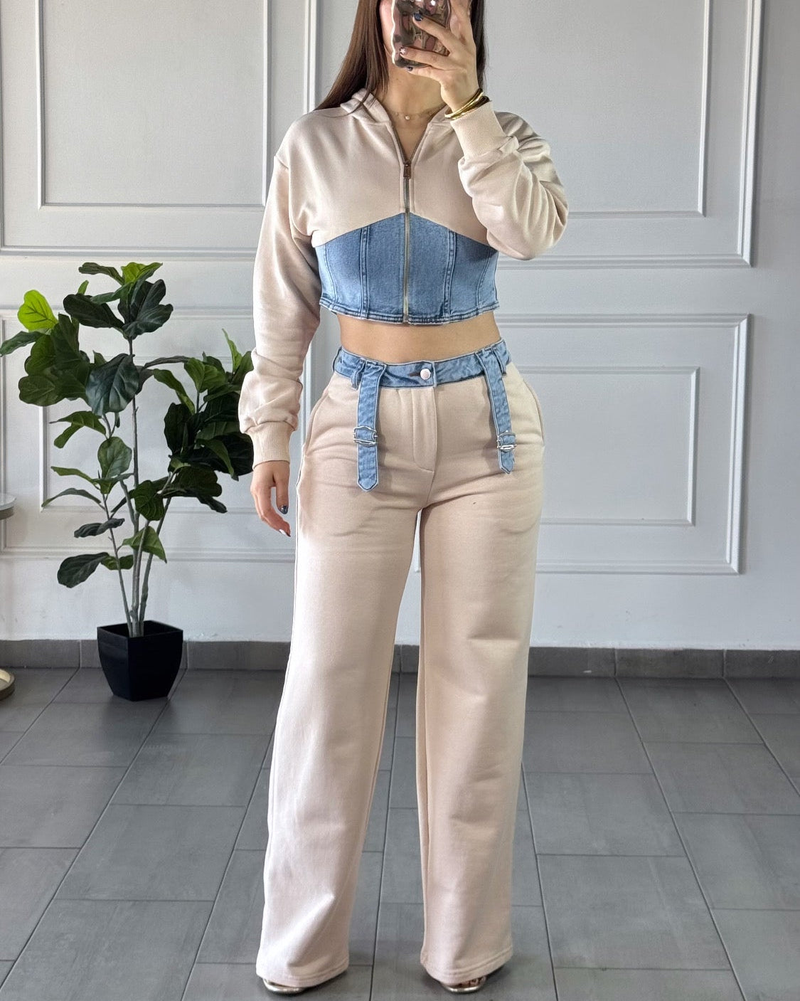 Conjunto Denim Beige