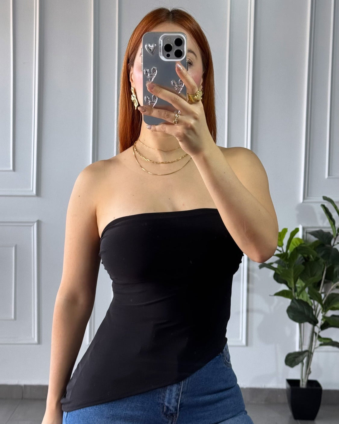 Blusa Strapless Negra