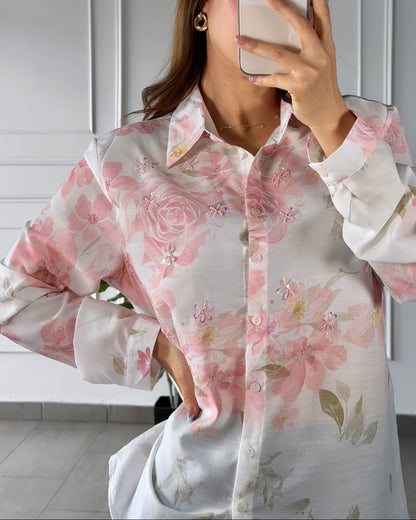 Camisa Floral Rose White