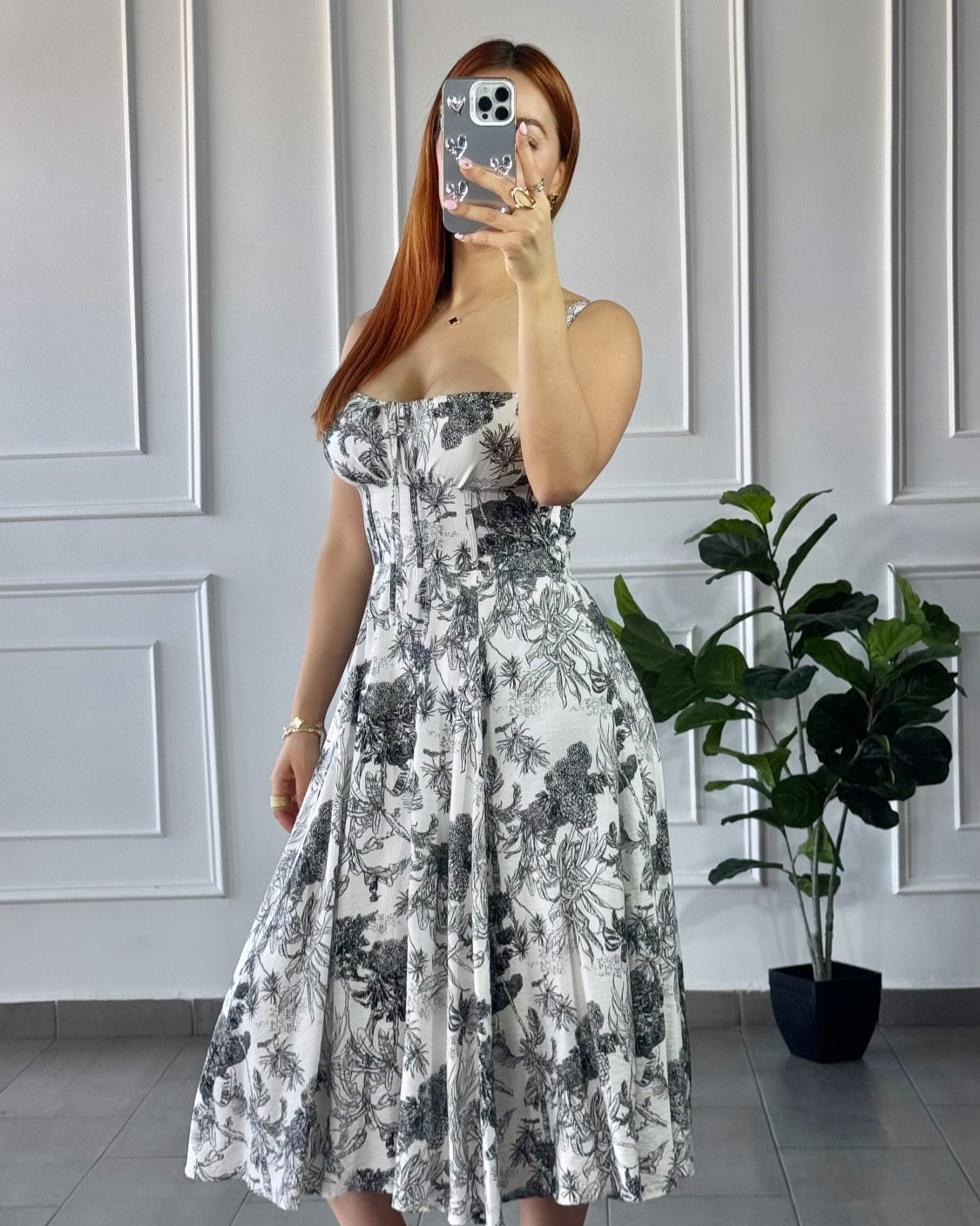 Vestido Midi Floral Black