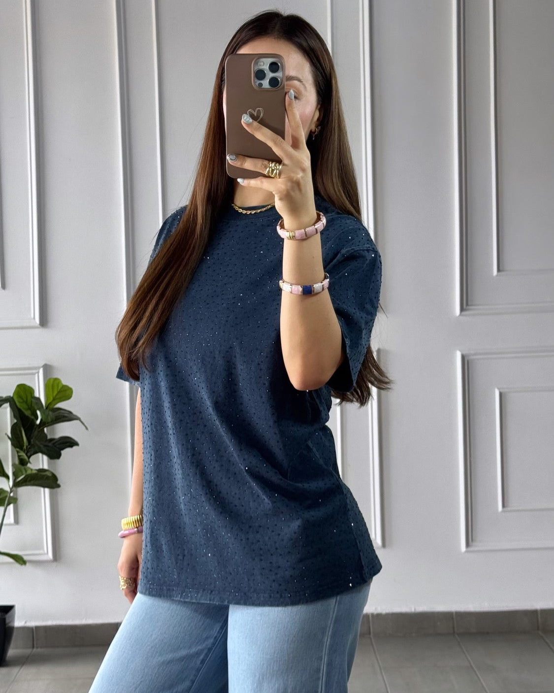 Playera Brillos Azul