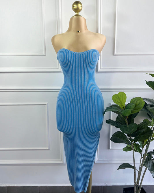 Vestido Azul Strapless
