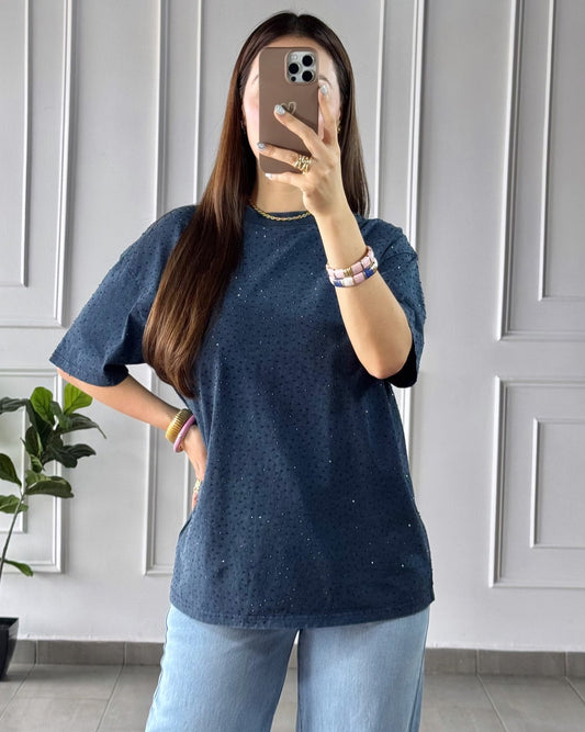 Playera Brillos Azul