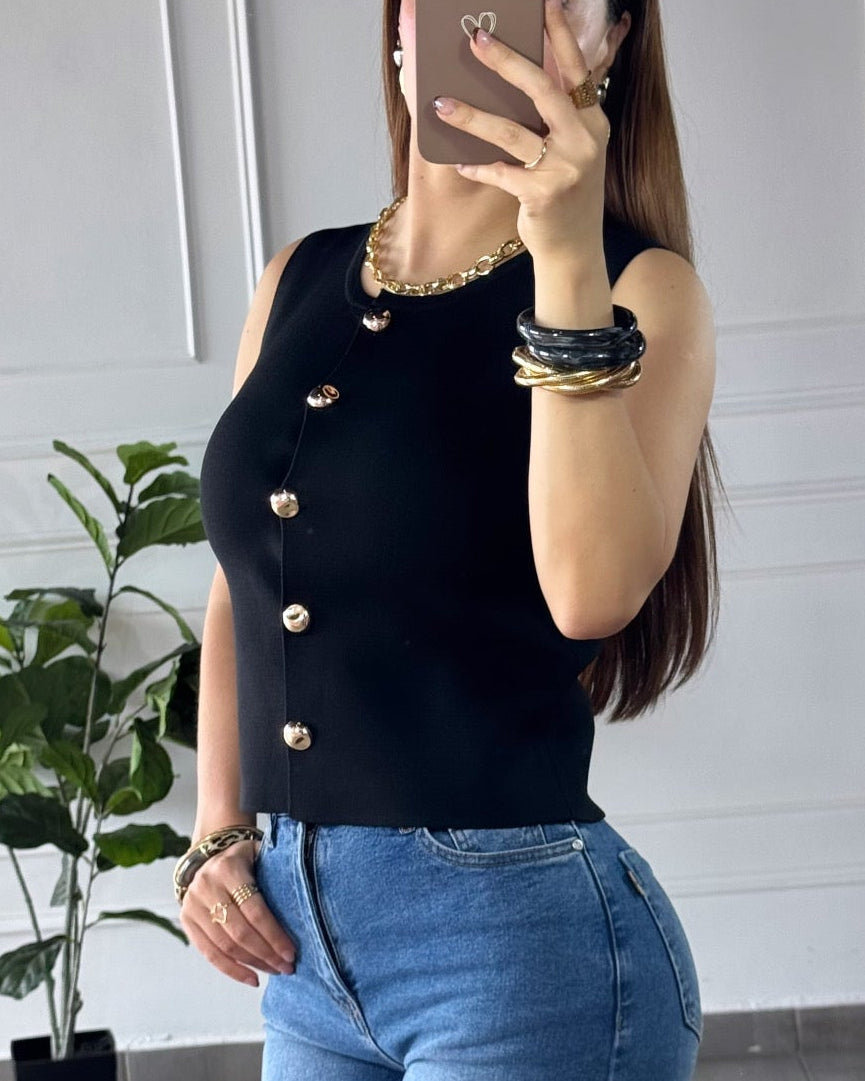Blusa Botones Negro