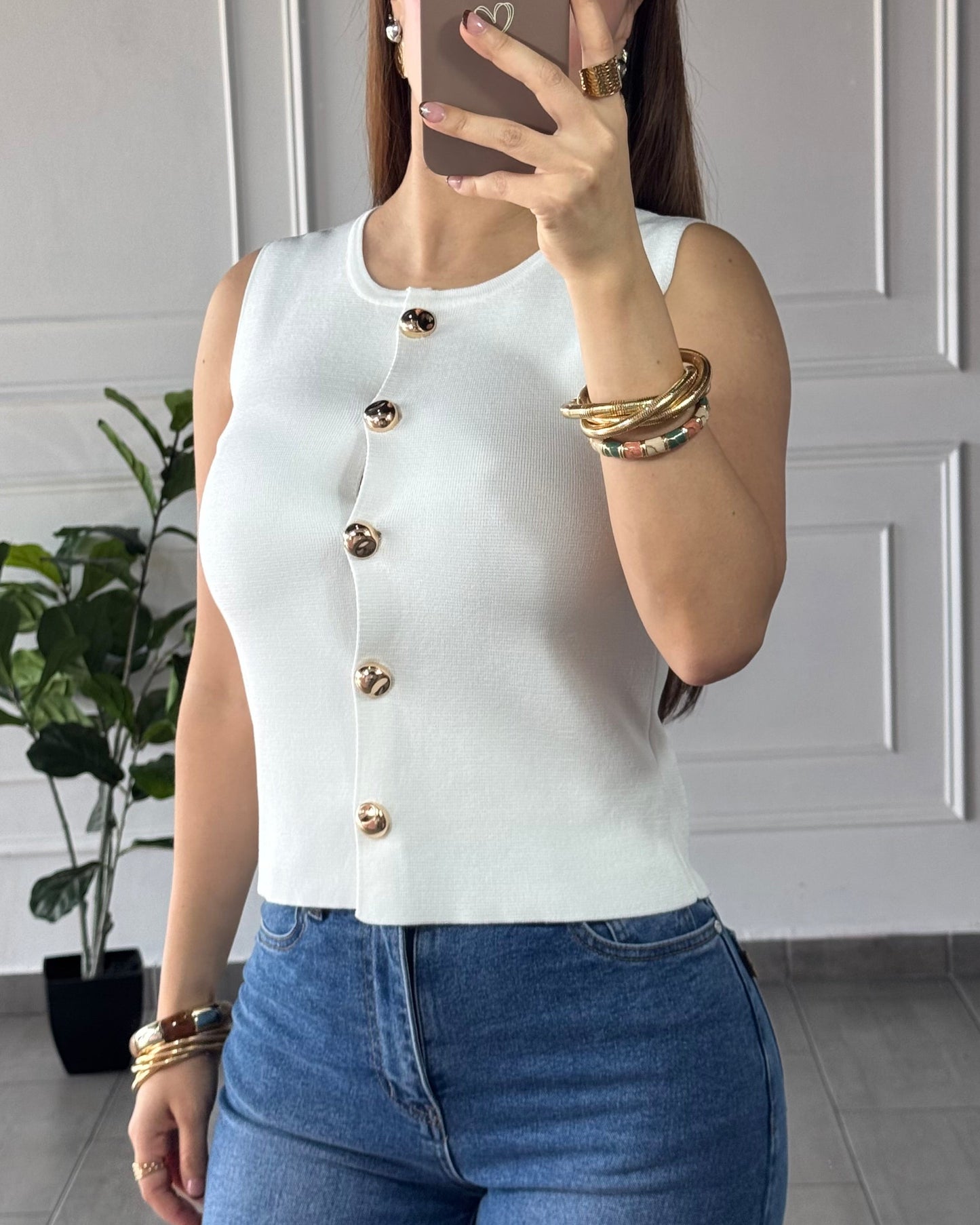 Blusa Botones Blanca