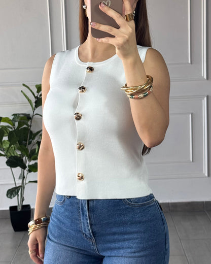 Blusa Botones Blanca