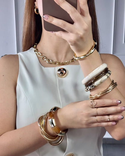 Pulsera Acrilico Beige Print