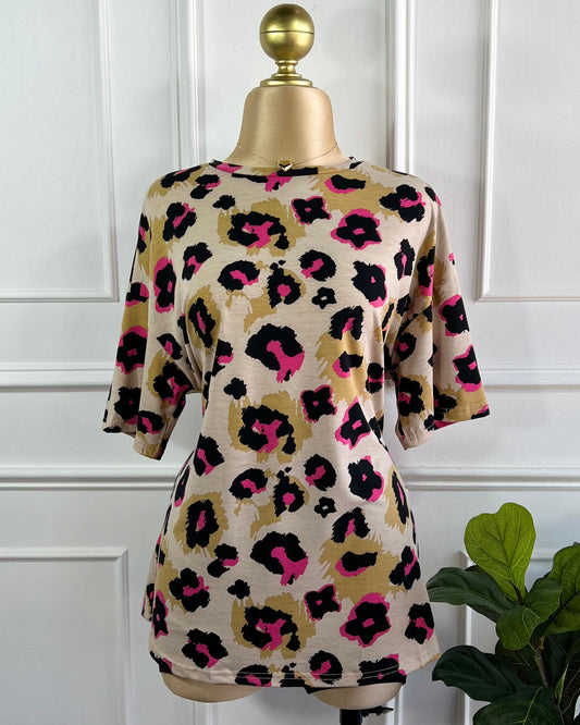 Playera Animal Print Rosa