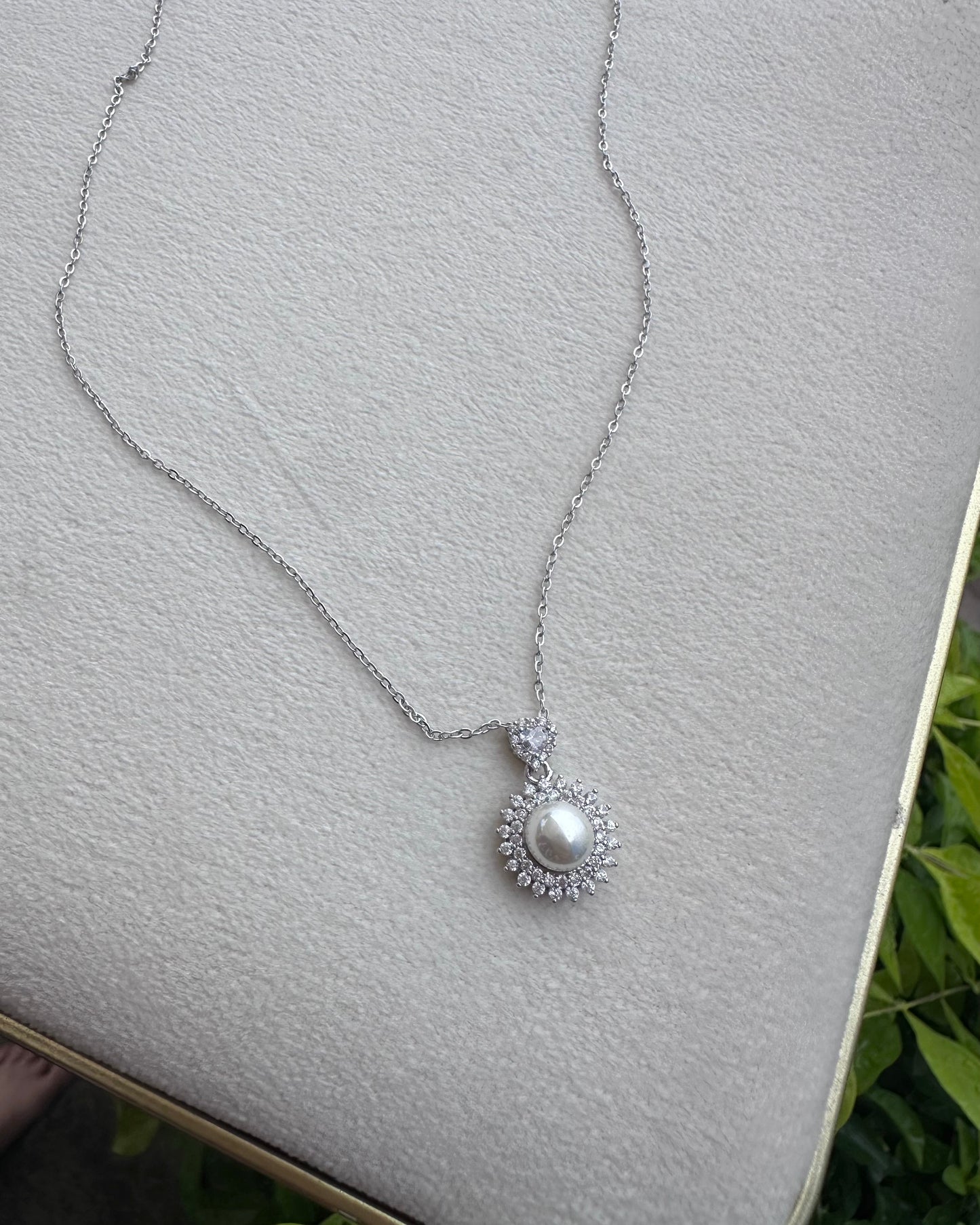 Collar Perla Brillo Plata