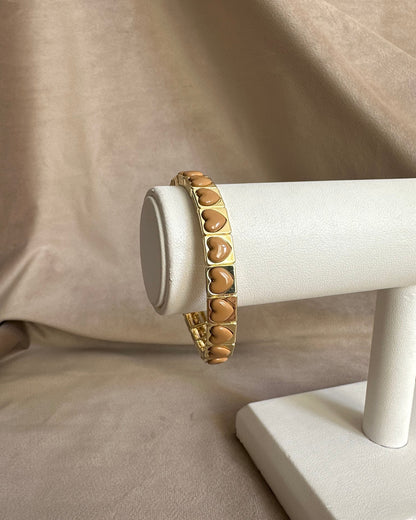 Pulsera Corazones Café