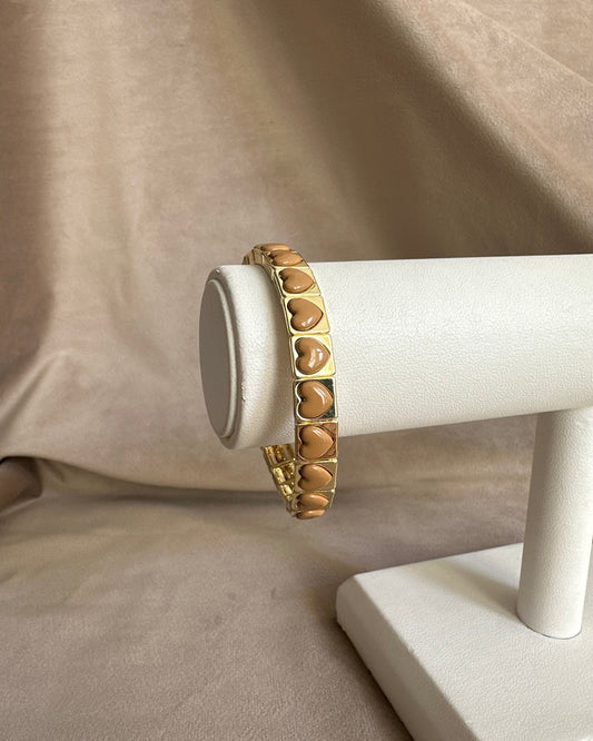 Pulsera Corazones Café