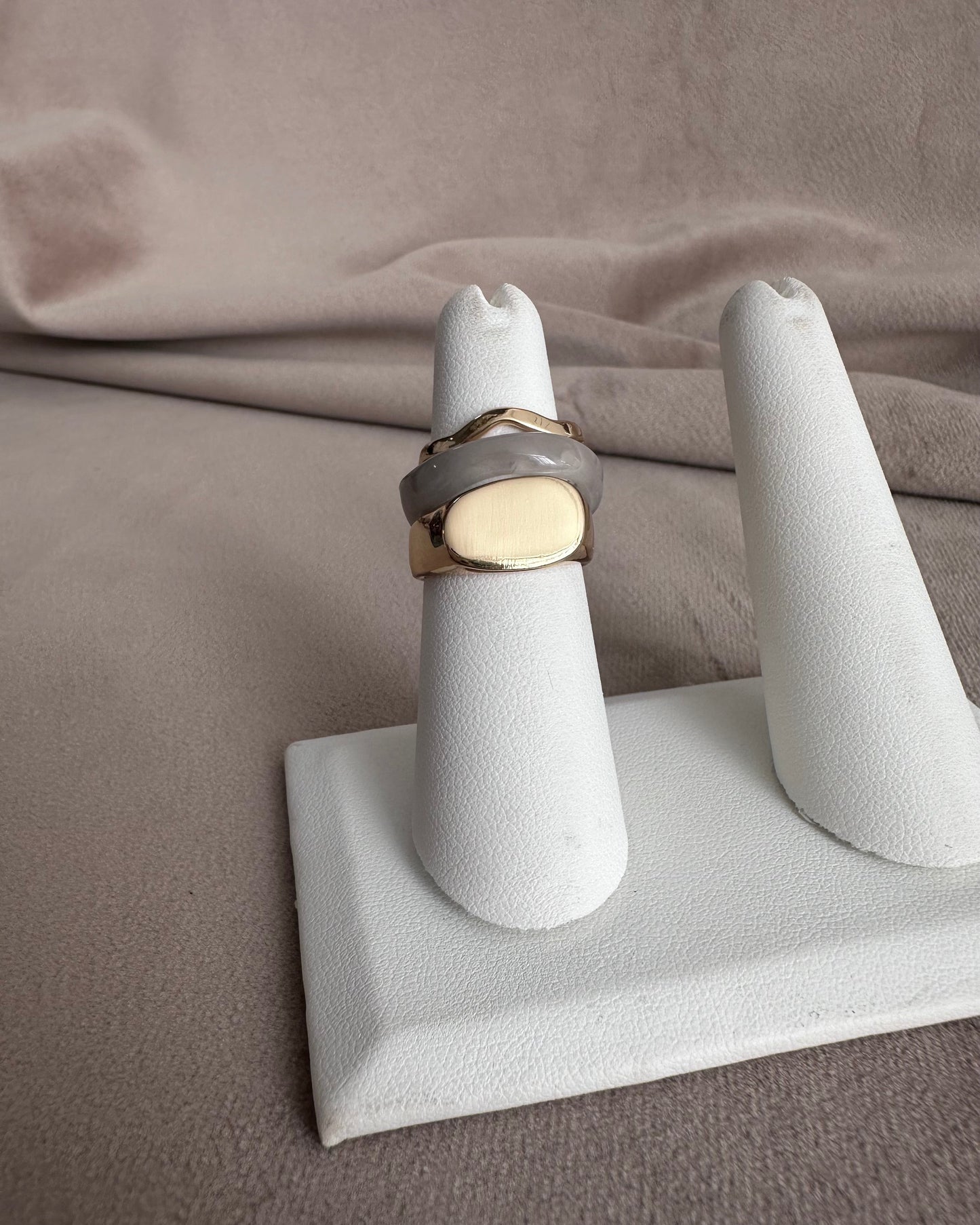 Set Anillo Beige Placa