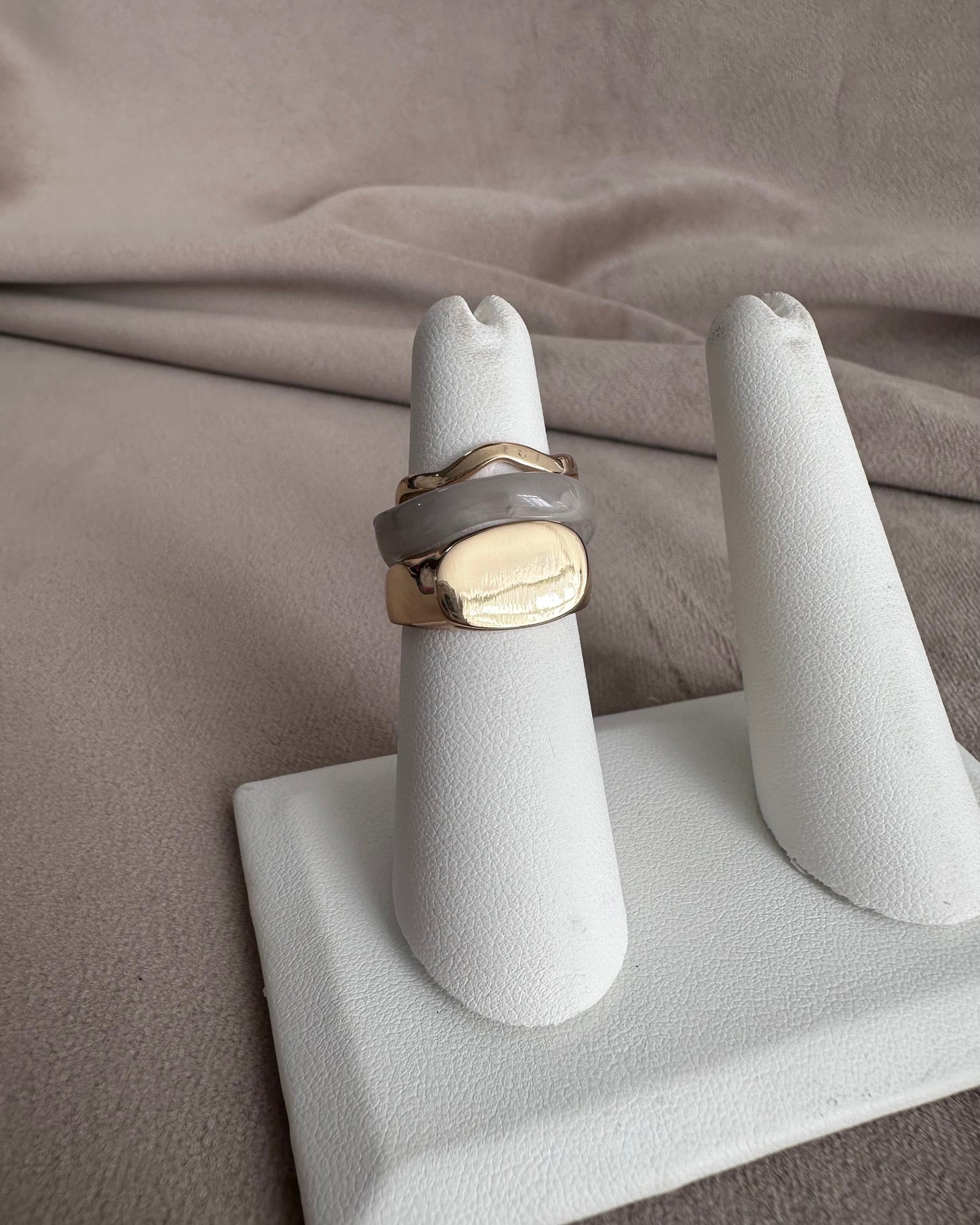 Set Anillo Beige Placa