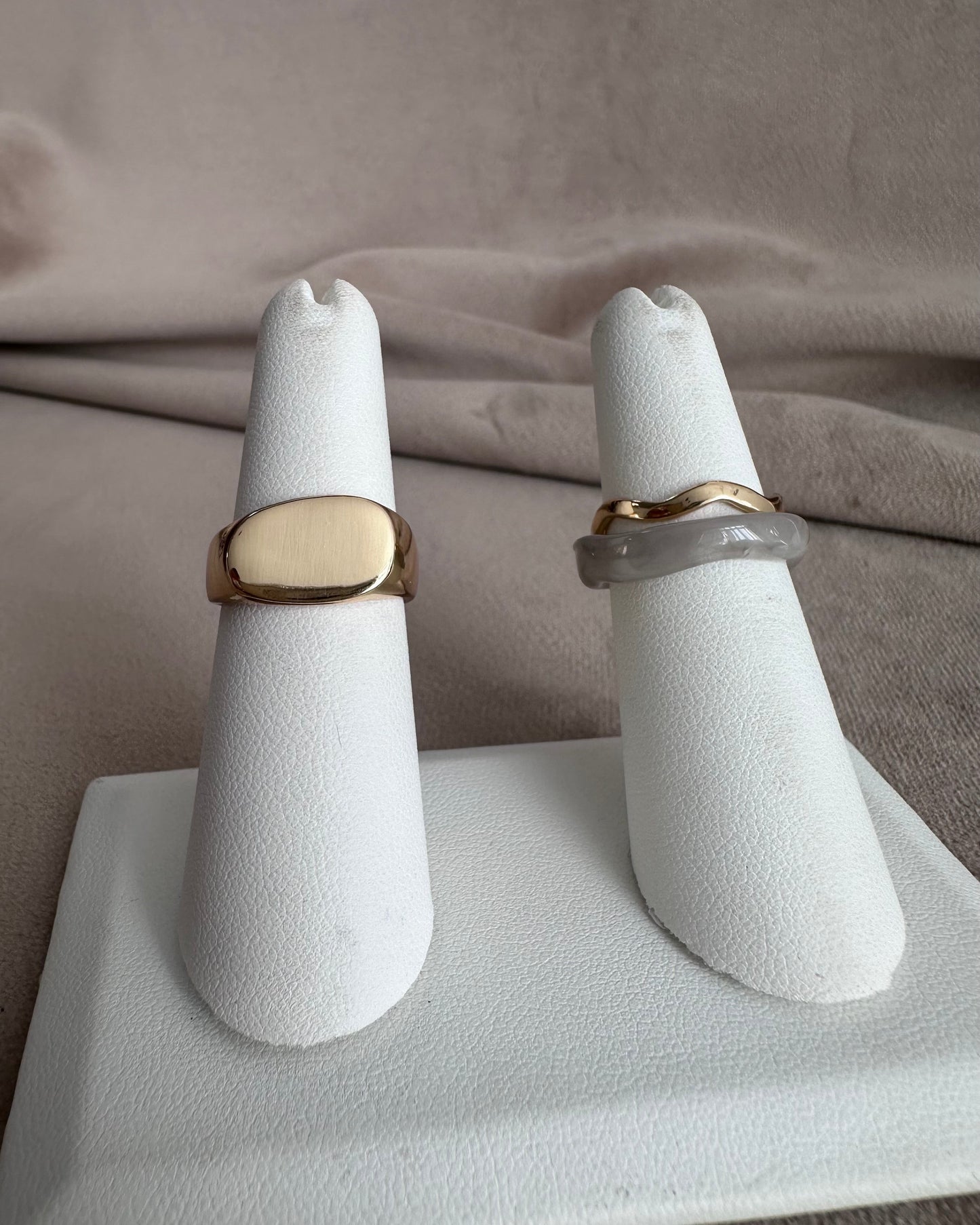 Set Anillo Beige Placa