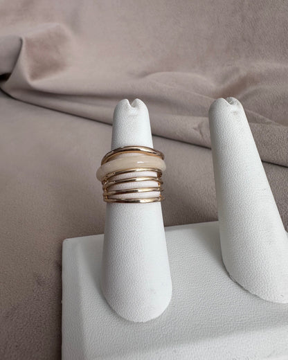 Set Anillo Beige Líneas