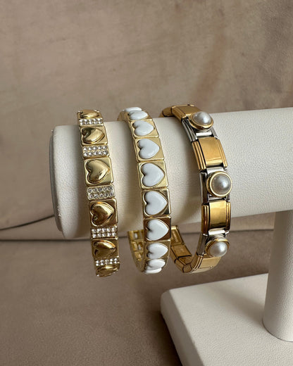 Pulsera Corazones Blancos