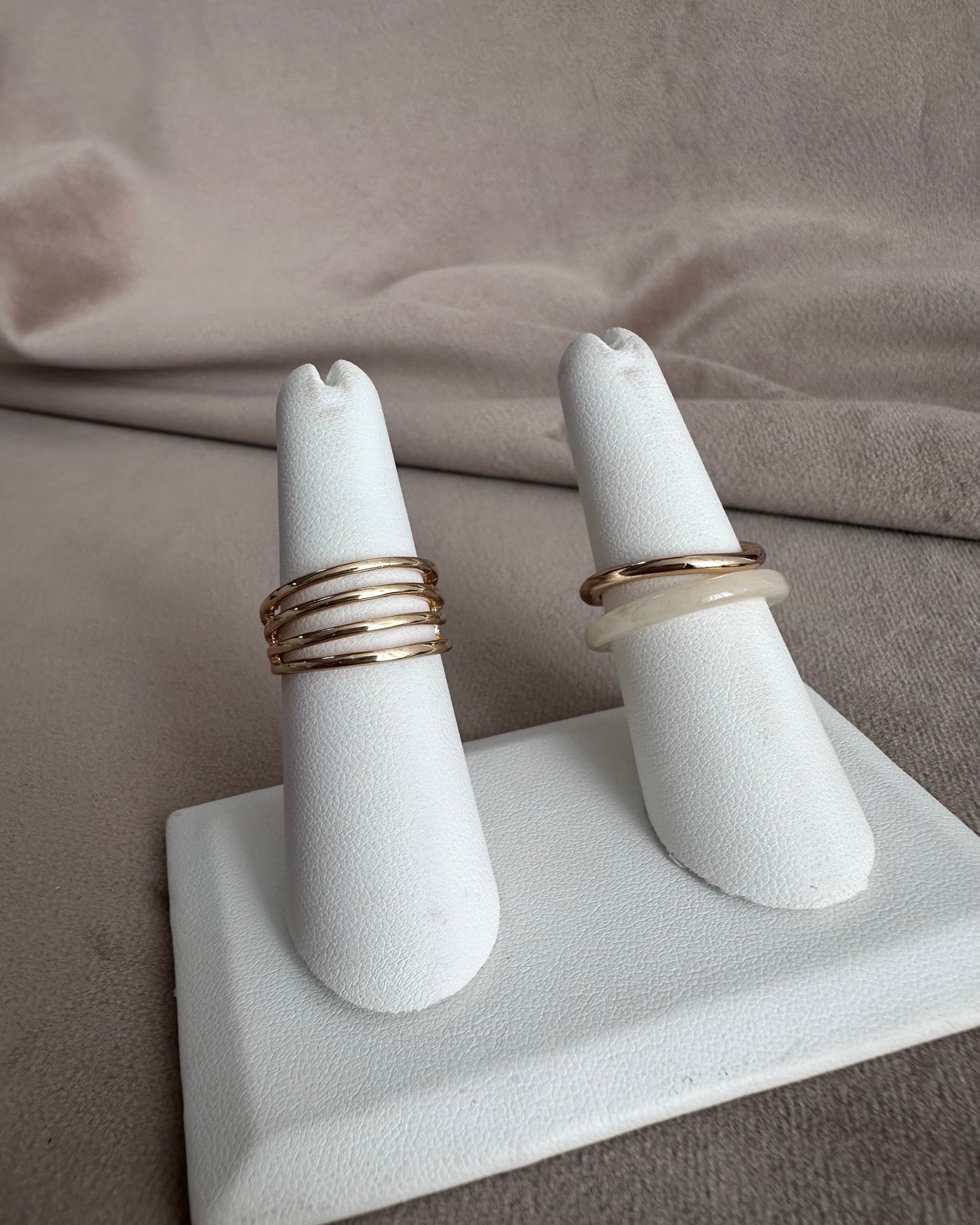 Set Anillo Beige Líneas