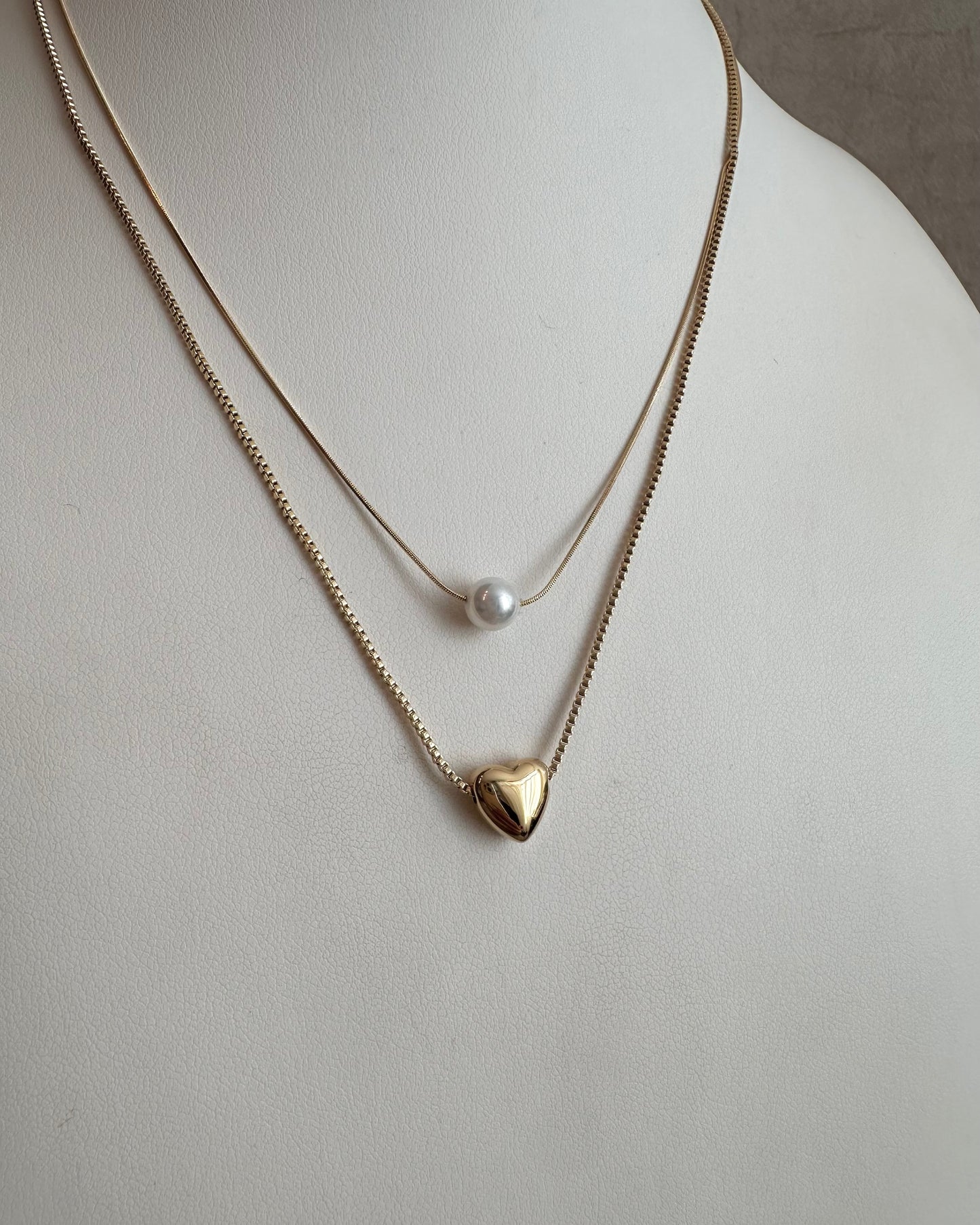 Collar Doble Perla Corazón