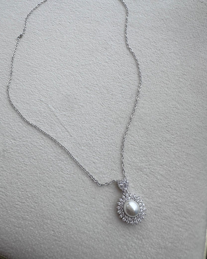 Collar Perla Brillo Plata