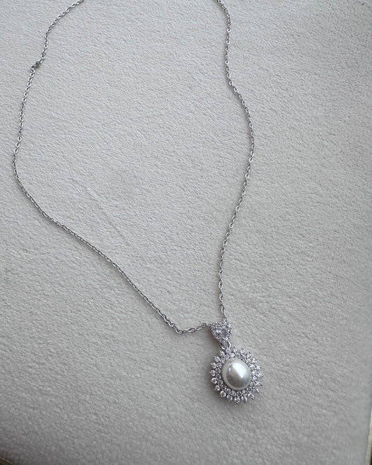 Collar Perla Brillo Plata