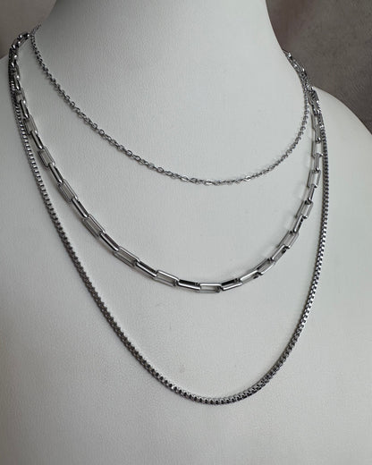 Collar Triple Ovalado Plata