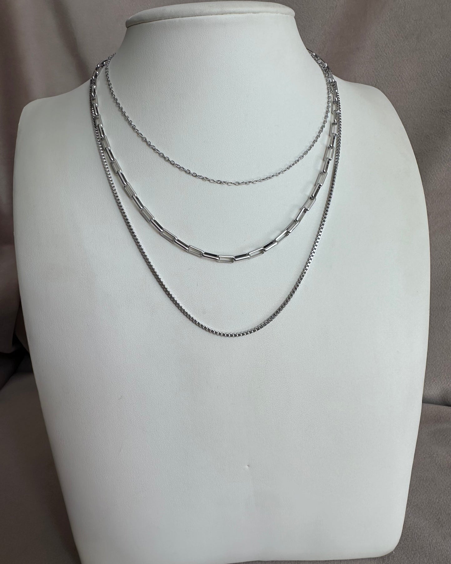 Collar Triple Ovalado Plata