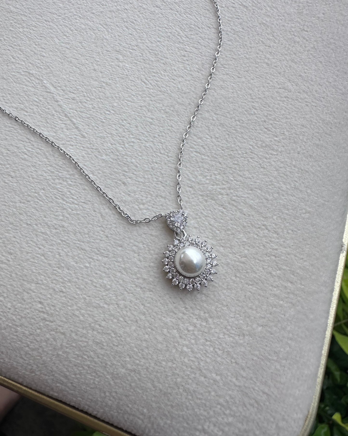 Collar Perla Brillo Plata