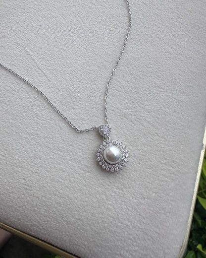 Collar Perla Brillo Plata