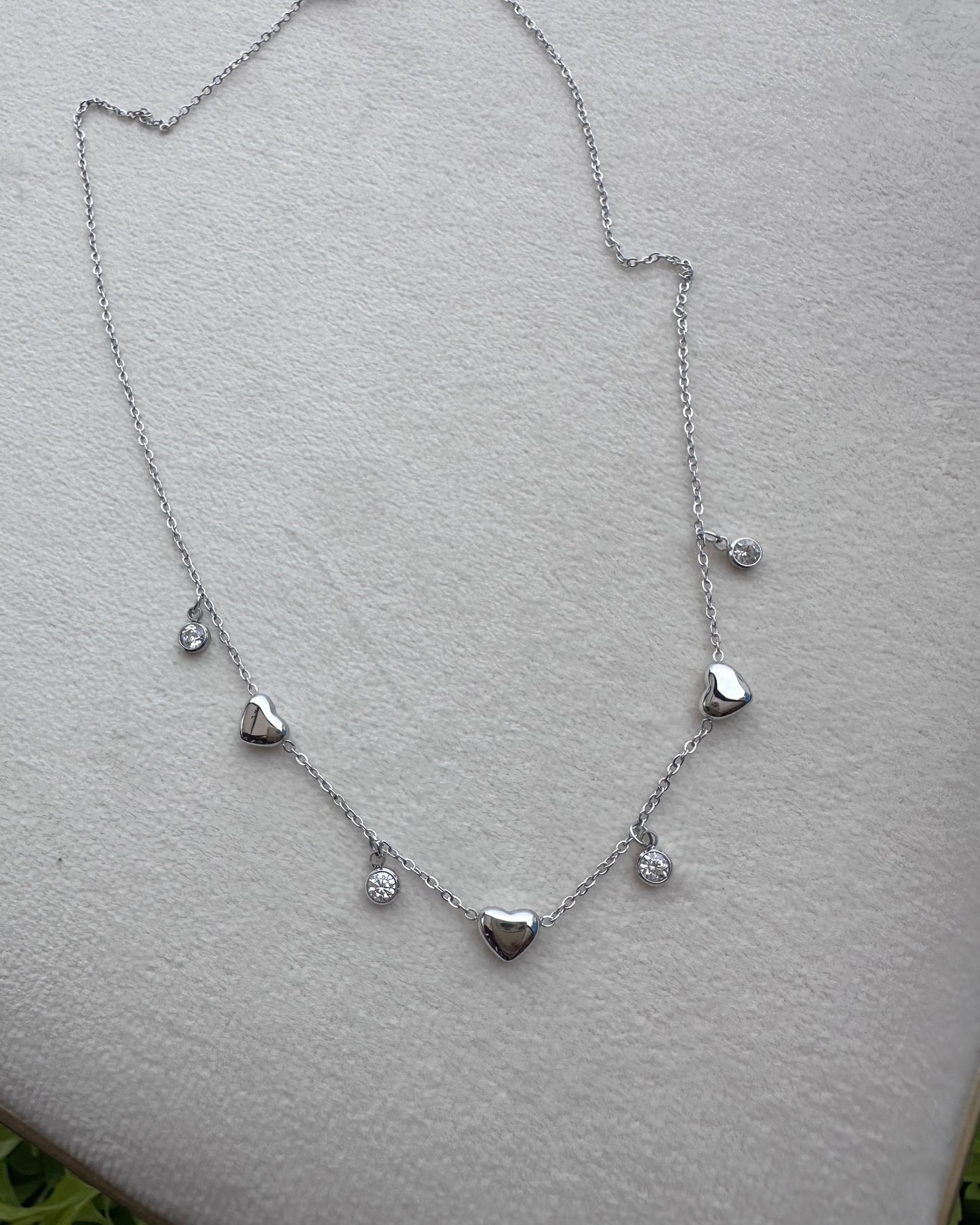 Collar Corazones Brillos