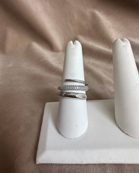 Anillo Triple Brillo Plata