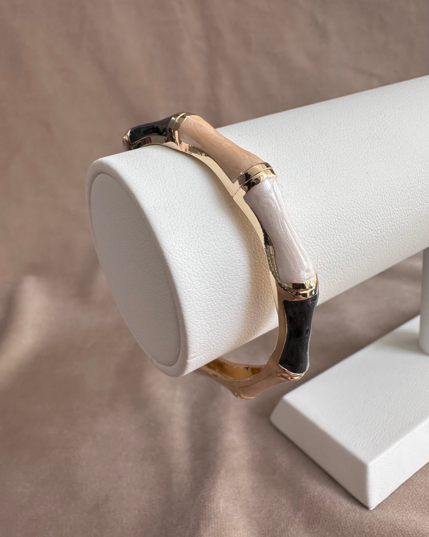Pulsera Bloques H Negra/Beige