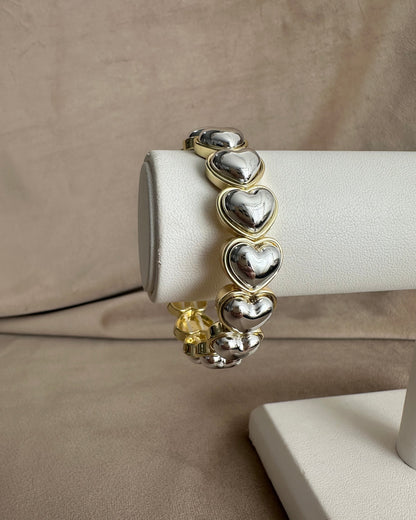 Pulsera Corazones Plata