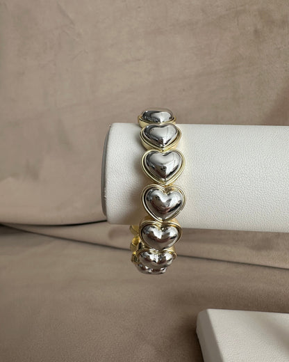 Pulsera Corazones Plata