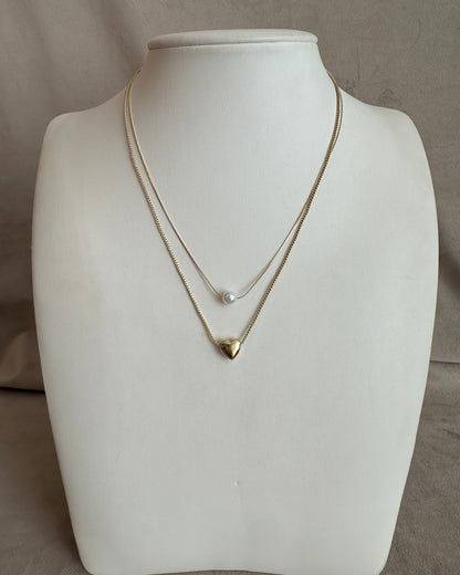 Collar Doble Perla Corazón