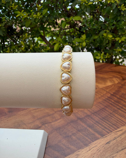 Pulsera Corazones Perla