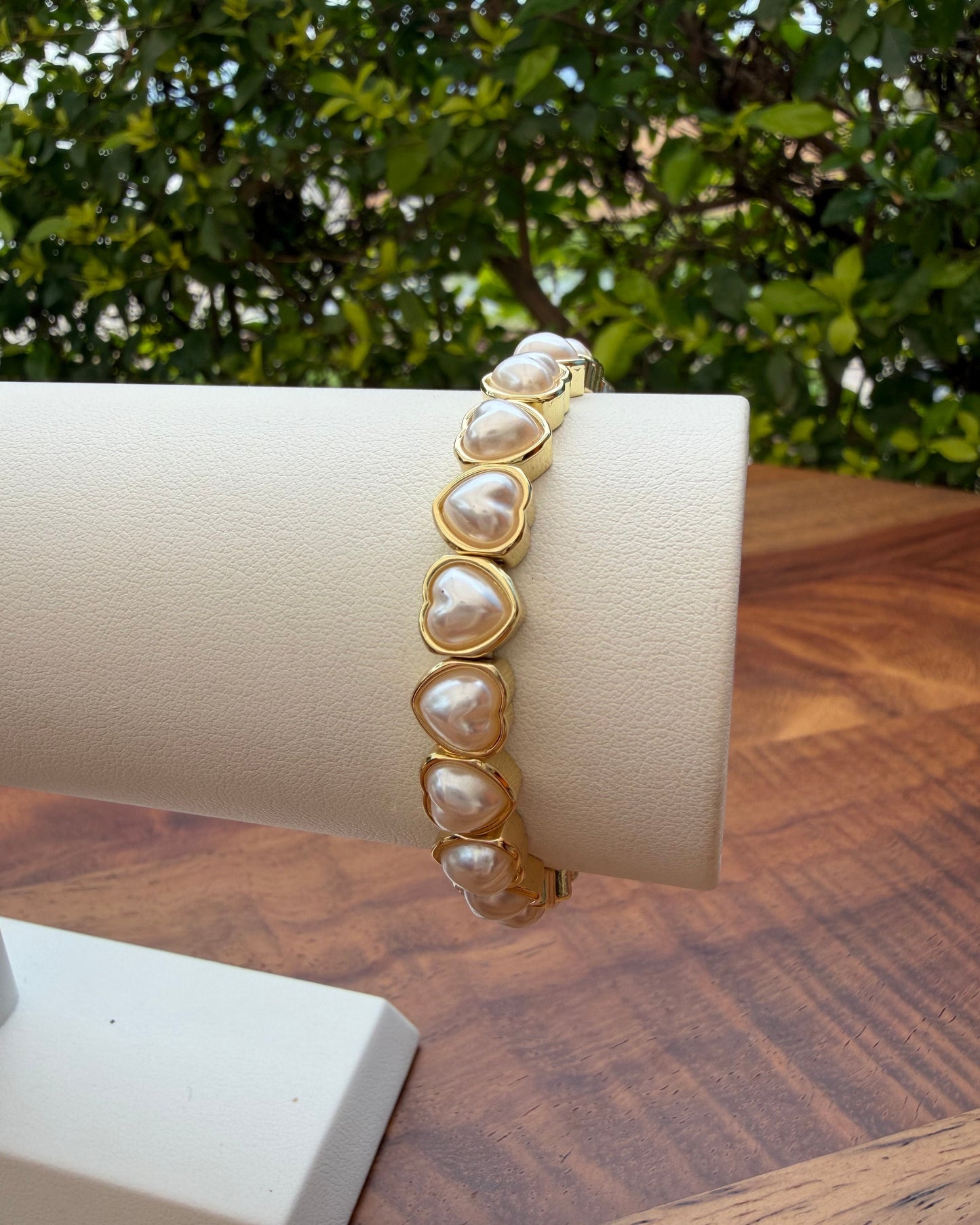 Pulsera Corazones Perla