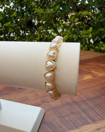 Pulsera Corazones Perla