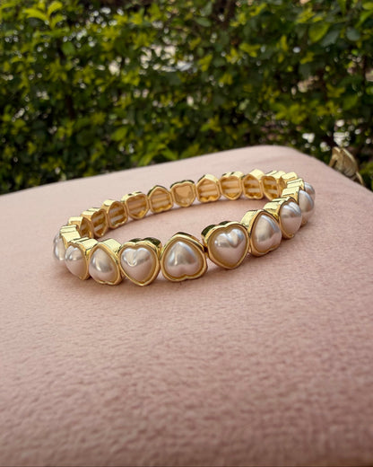 Pulsera Corazones Perla