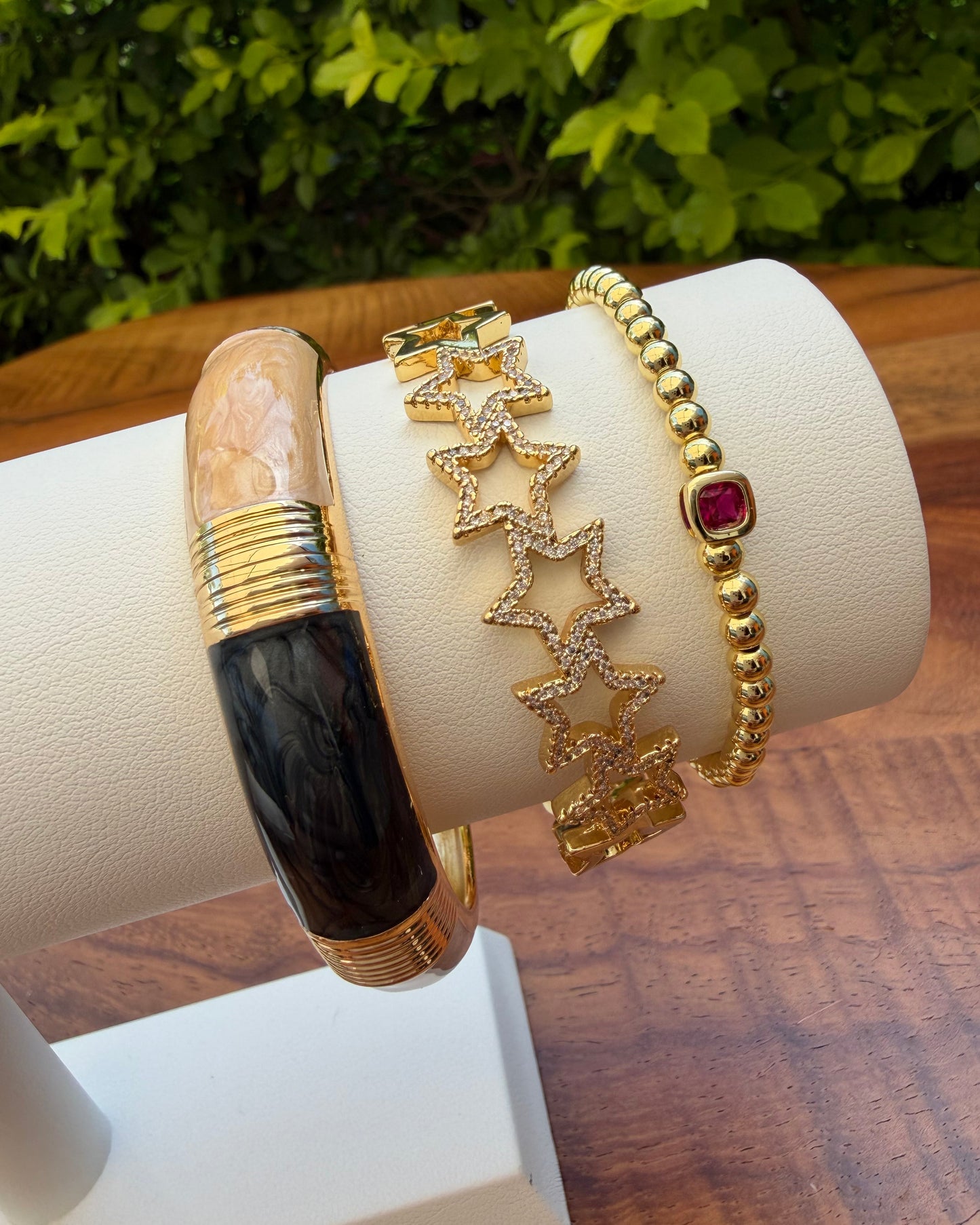 Pulsera Bloques Negra/Beige