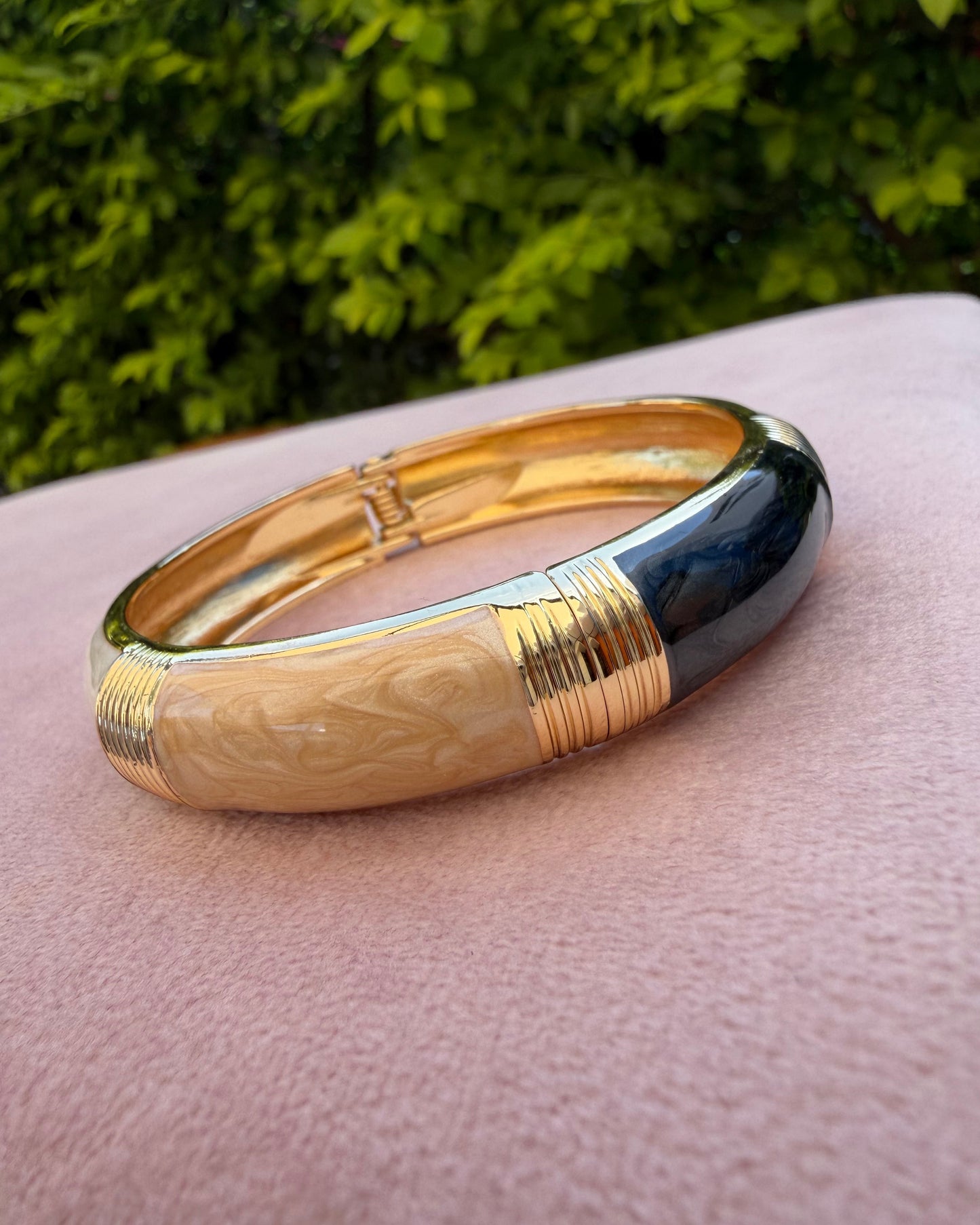 Pulsera Bloques Negra/Beige