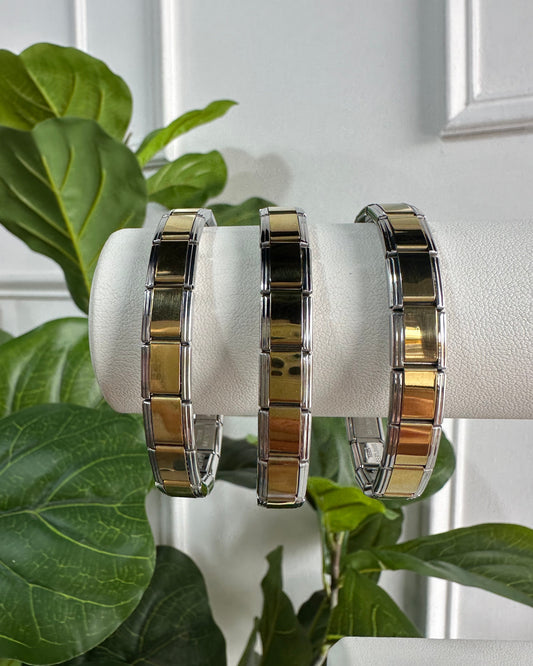 Pulsera Italiana Bicolor Dorada