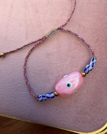 Pulsera Hilo Ojo Rosa